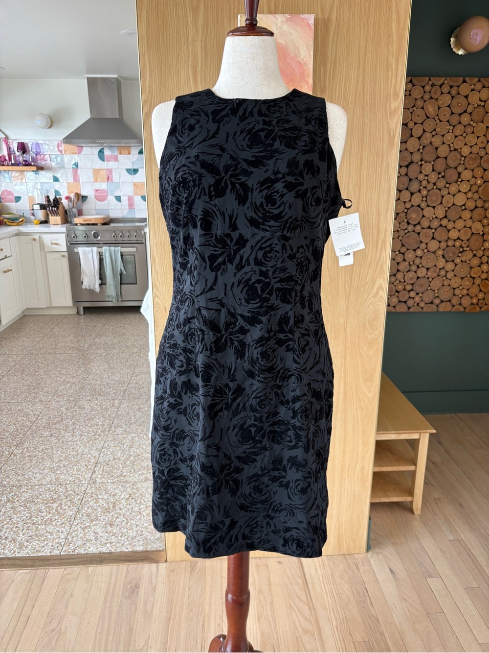 CDC Black Floral Burnout Sleeveless Mini Dress